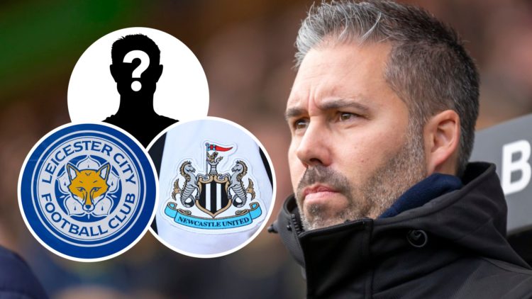 Leicester City FC manager Marti Cifuentes during time as Queens Park Rangers head coach. Inset, a mystery player, the Leicester City FC badge and N...