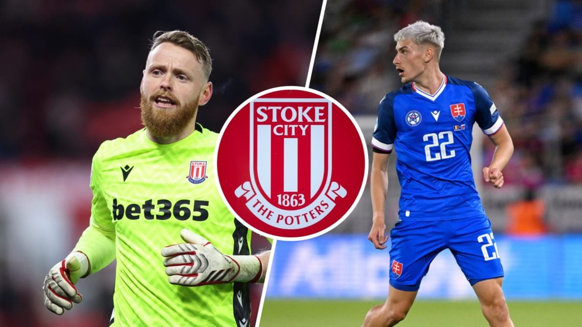 Viktor Johansson of Stoke City looks on during the Sky Bet Championship match between Stoke City FC and Blackburn Rovers FC (L), Tomas Rigo of Slov...
