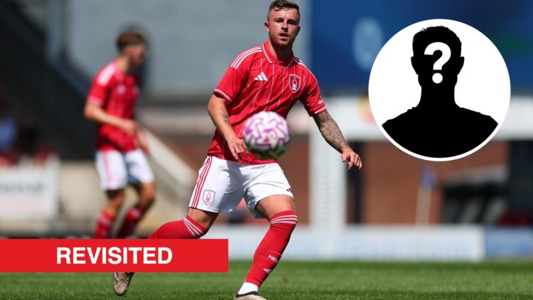 Dale Taylor in action for Nottingham Forest against Chesterfield in pre-season, an inset of a mystery man