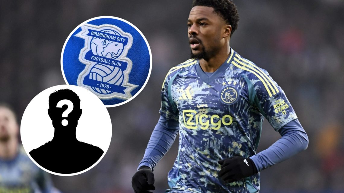 Chuba Akpom of Ajax during the Dutch Eredivisie match between sc Heerenveen and AFC Ajax. Inset, Birmingham City badge. Inset, Mystery Player
