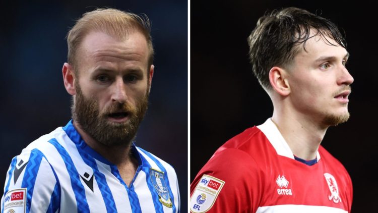 Split image of Sheffield Wednesday's Barry Bannan (L) and Middlesbrough's Rav van den Berg (R)