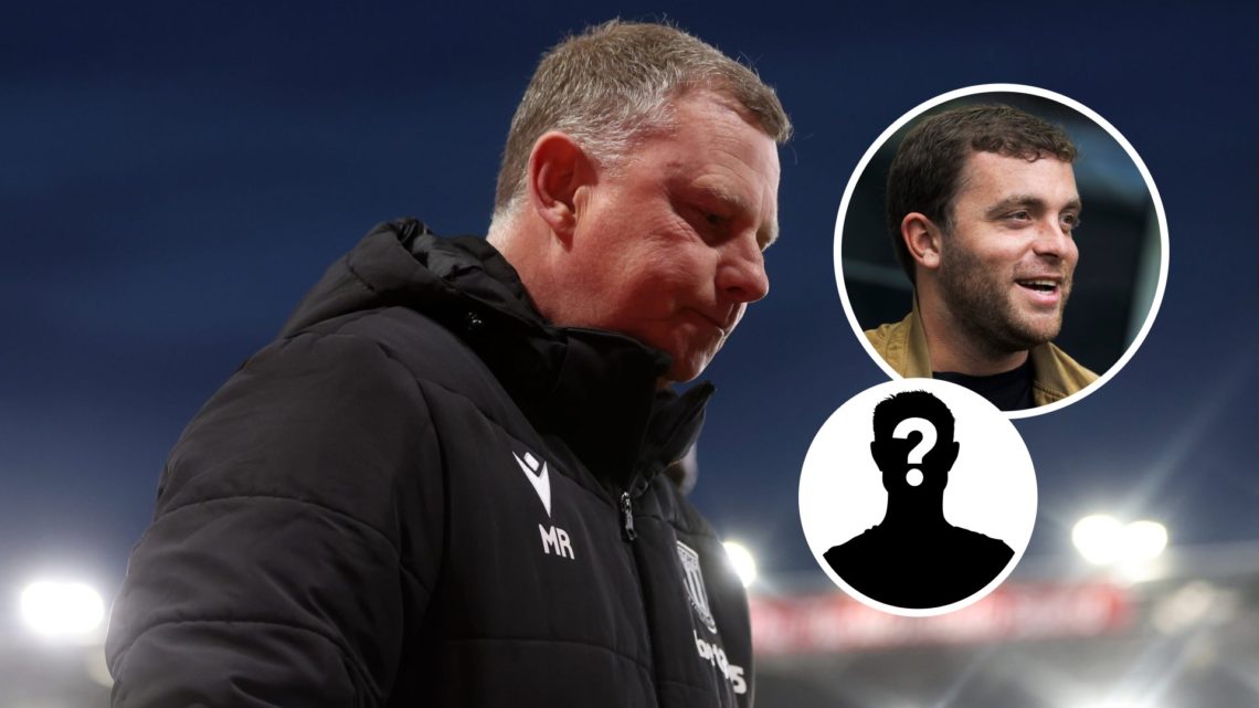 Stoke City manager Mark Robins. Inset, Fabrizio Romano and mystery player graphic.