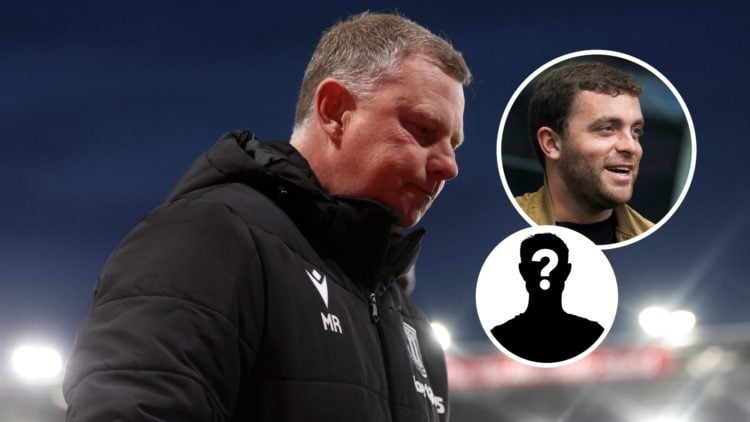 Stoke City manager Mark Robins. Inset, Fabrizio Romano and mystery player graphic.