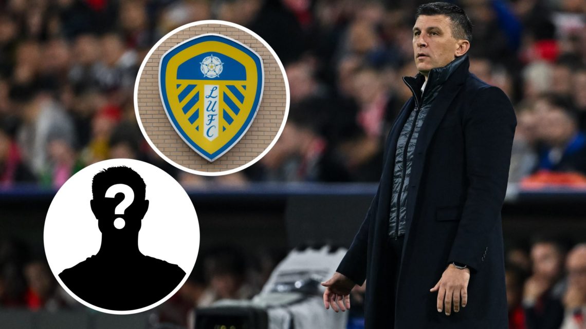Coach Sergej Jakirovic of GNK Dinamo Zagreb. Inset, Leeds United badge. Inset, Mystery Player