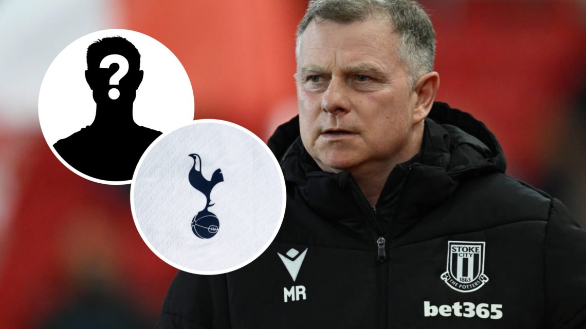 Stoke City FC manager Mark Robins during a Championship game. Inset, the Tottenham Hotspur FC badge and a mystery player
