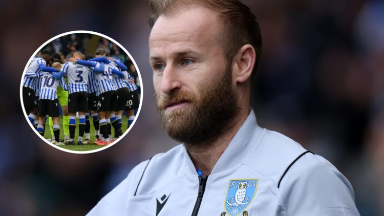 Sheffield Wednesday FC captain Barry Bannan before a Championship game. Inset, the Sheffield Wednesday FC in a huddle before a Championship game.