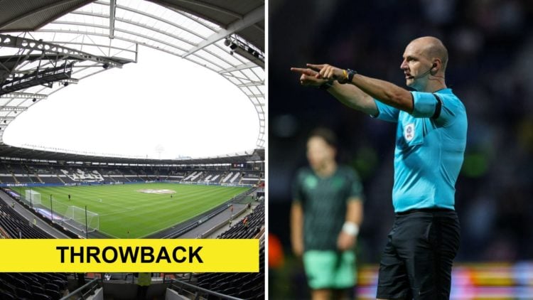 A general view from inside the MKM Stadium (L), Referee Bobby Madley during the Sky Bet Championship match between Preston North End FC and Sheffie...