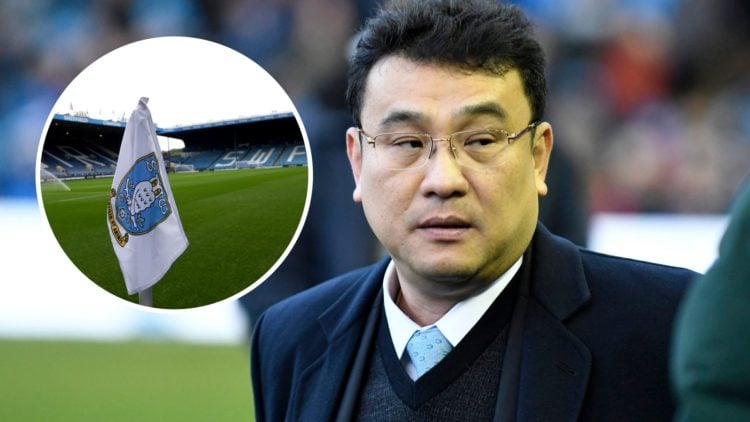 Sheffield Wednesday FC owner Dejphon Chansiri. Inset, the Sheffield Wednesday FC badge on a corner flag at Hillsborough Stadium.
