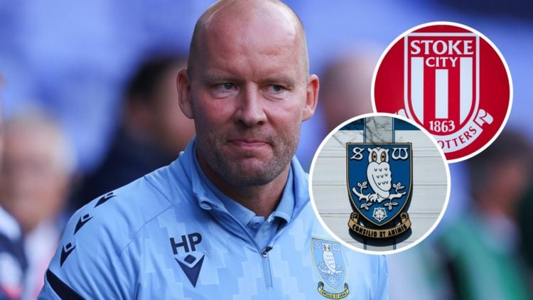 Sheffield Wednesday FC manager Henrik Pedersen. Inset, the Sheffield Wednesday FC badge and the Stoke City badge.