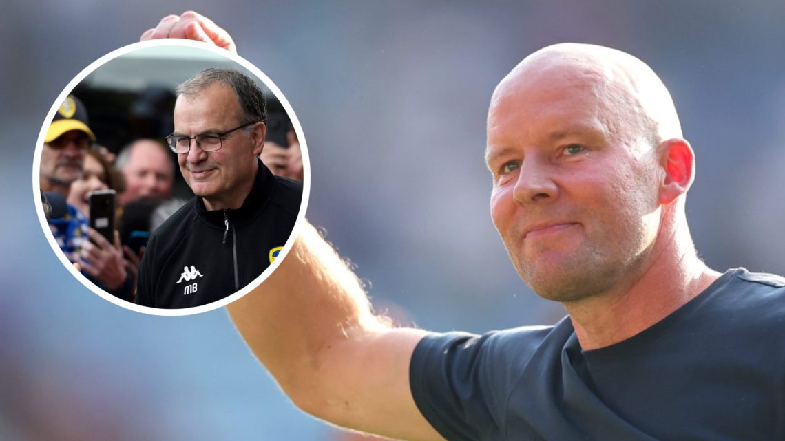 Henrik Pedersen, Manager of Sheffield Wednesday, acknowledges the fans. Inset: Manager of Leeds United Marcelo Bielsa greets fans