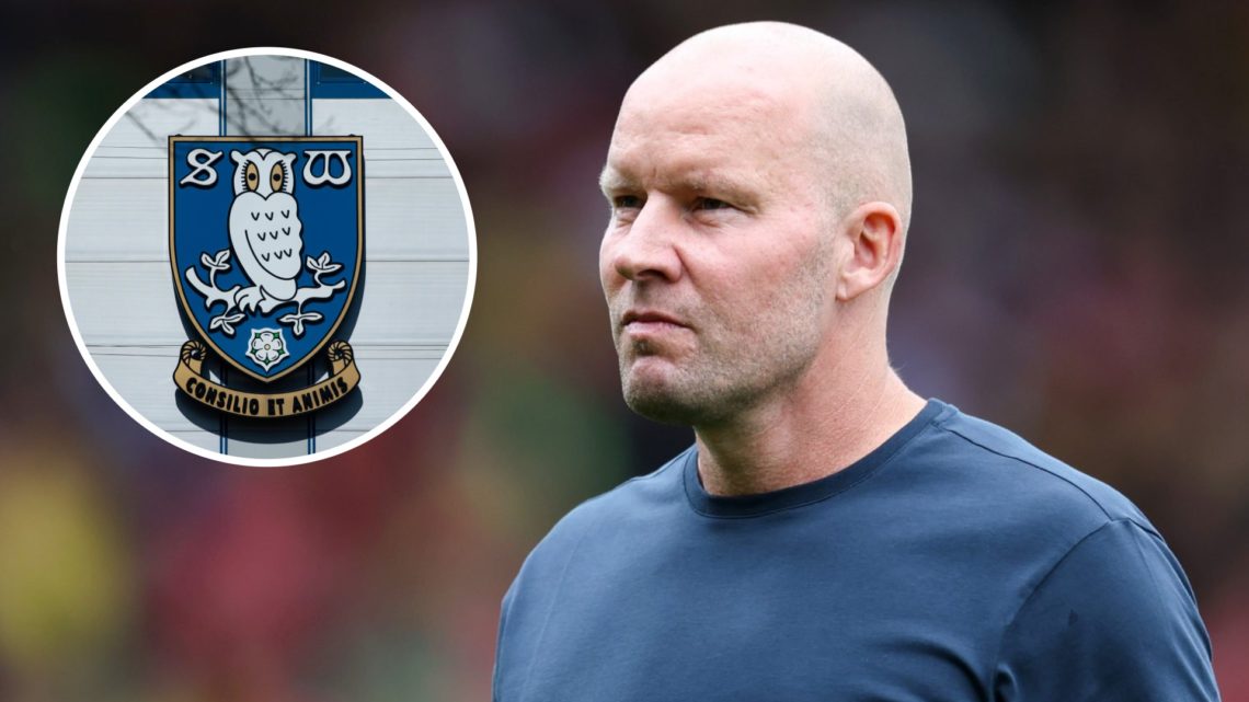 Sheffield Wednesday manager Henrik Pedersen, with club badge inset.