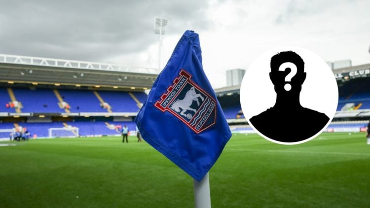 Ipswich Town corner flag. Inset, Mystery Player