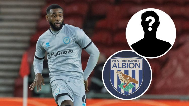 Japhet Tanganga plays for Millwall during the Sky Bet Championship match between Middlesbrough and Millwall. Inset, West Brom badge. Inset, Mystery...