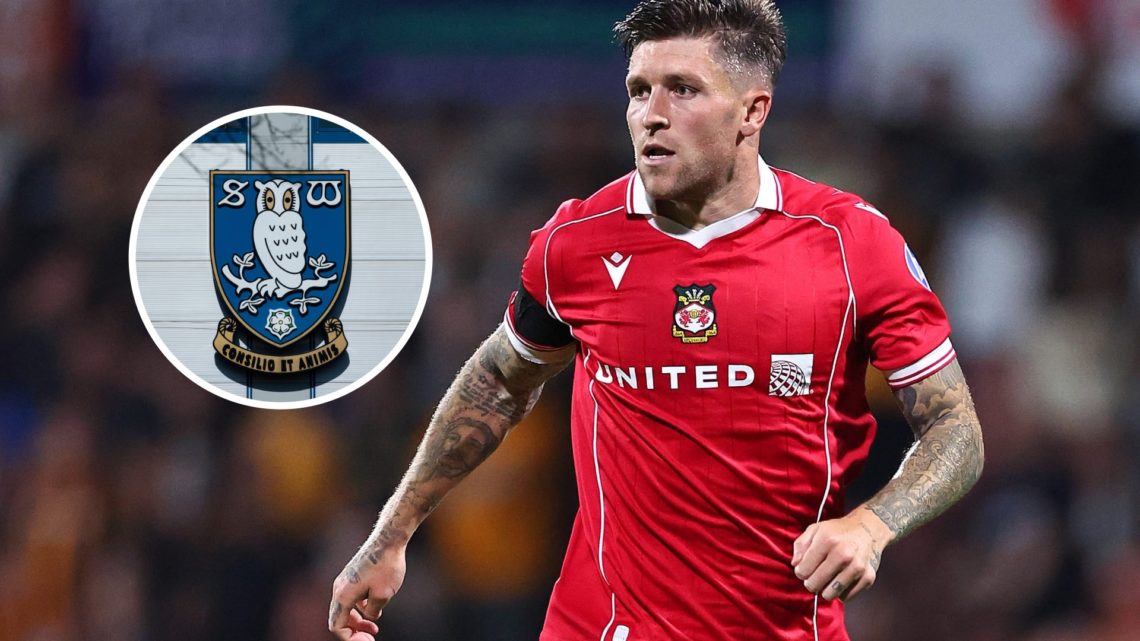 Wrexham star Josh Windass. Inset, Sheffield Wednesday badge.