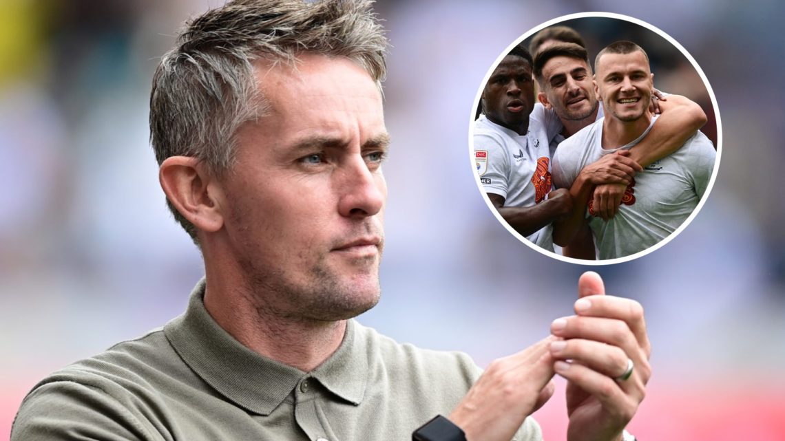 Ipswich manager Kieran McKenna and inset of Preston players