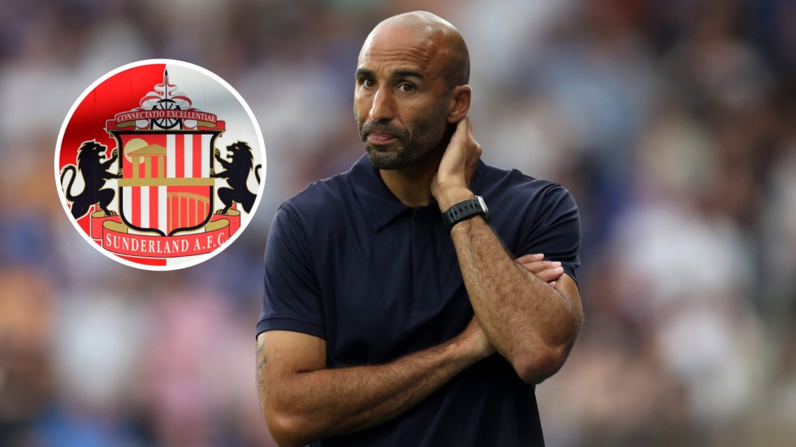 Huddersfield Town manager Lee Grant. Inset, Sunderland badge.