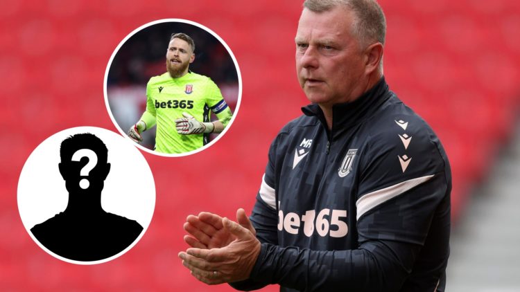 Mark Robins reacts during a Stoke City match. Inset, Viktor Johansson during Stoke City FC v Blackburn Rovers FC - Sky Bet Championship. Inset, Mys...