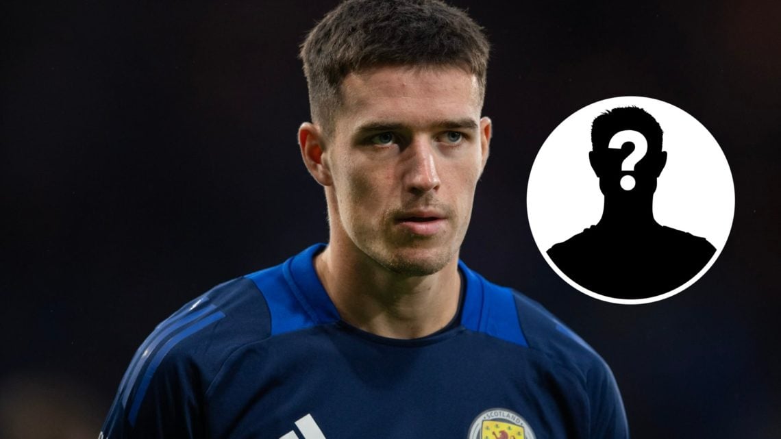Max Johnston of Scotland during the UEFA Nations League 2024/25 League A Group A1 match between Scotland and Poland. Inset, Mystery Player