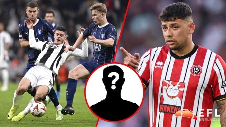 Split image showing Malmo defender Nils Zatterstrom and Sheffield United midfielder Gustavo Hamer