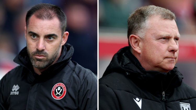 Split image of Sheffield United manager Ruben Selles (L) and Stoke City manager Mark Robins (R)