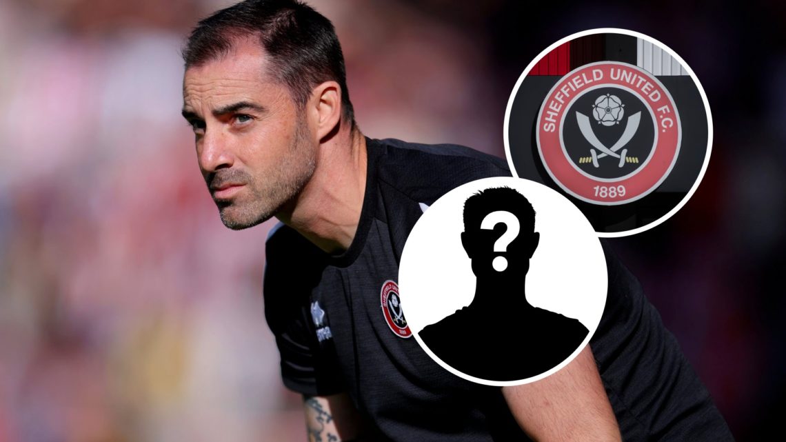 Ruben Selles watches on during Sheffield United vs Bristol City, an inset of the Sheffield United badge, an inset of a mystery man
