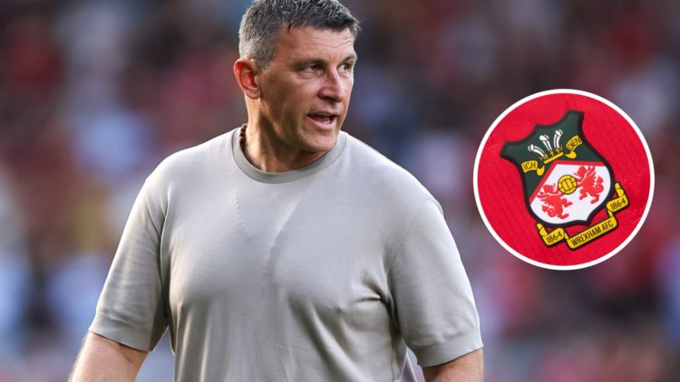 Sergej Jakirovic the head coach / manager of Hull City during the Carabao Cup first round match between Wrexham and Hull City. Inset, Wrexham badge