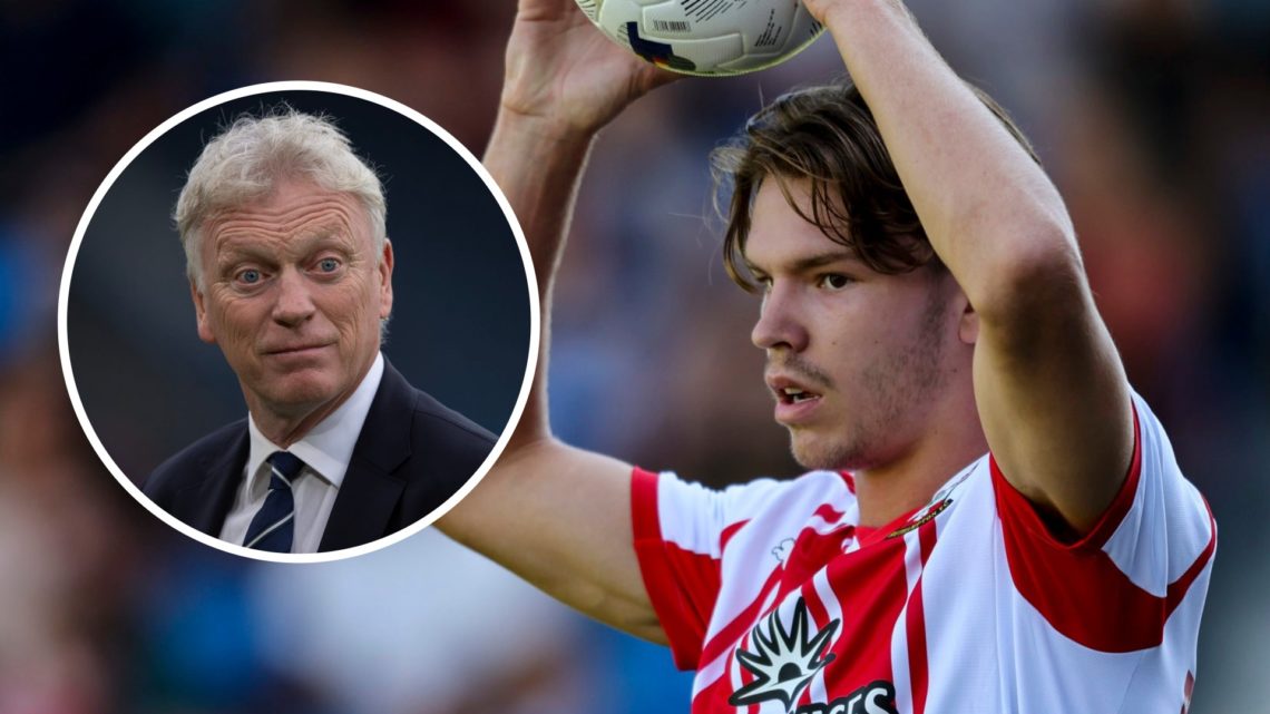 Tyler Dibling of Southampton during the pre-season friendly match between Eastleigh and Southampton. Inset: Everton manager David Moyes.