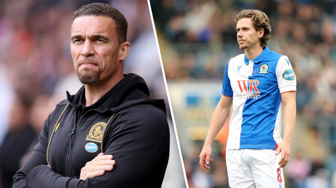 Valerien Ismael watches on from the touchline during Sheffield United vs Blackburn Rovers (L). Blackburn Rovers' Todd Cantwell during the Sky Bet C...