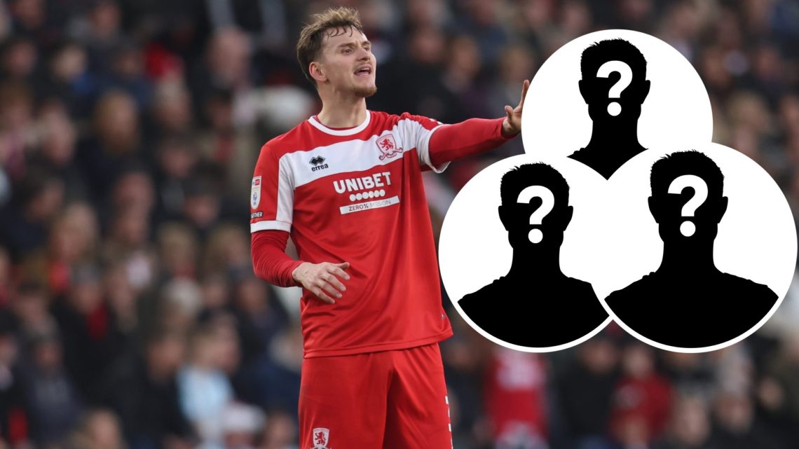 Rav van den Berg of Middlesbrough gestures during a Championship game against Sheffield Wednesday, three insets of mystery men