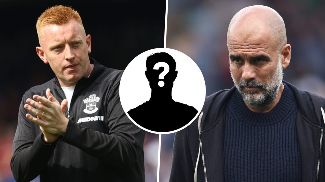 Southampton FC manager Will Still applauds the fans after a Championship game, and Manchester City FC Pep Guardiola during a Premier League game. I...