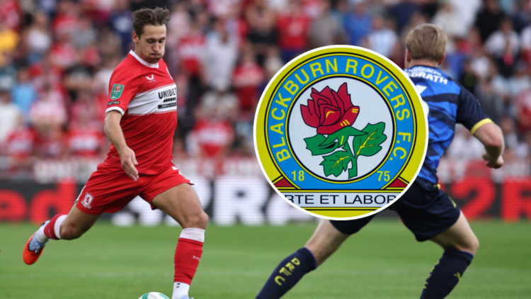 Callum Brittain of Middlesbrough crosses a ball during the Carabao Cup match between Middlesbrough and Doncaster Rovers at the Riverside Stadium. I...