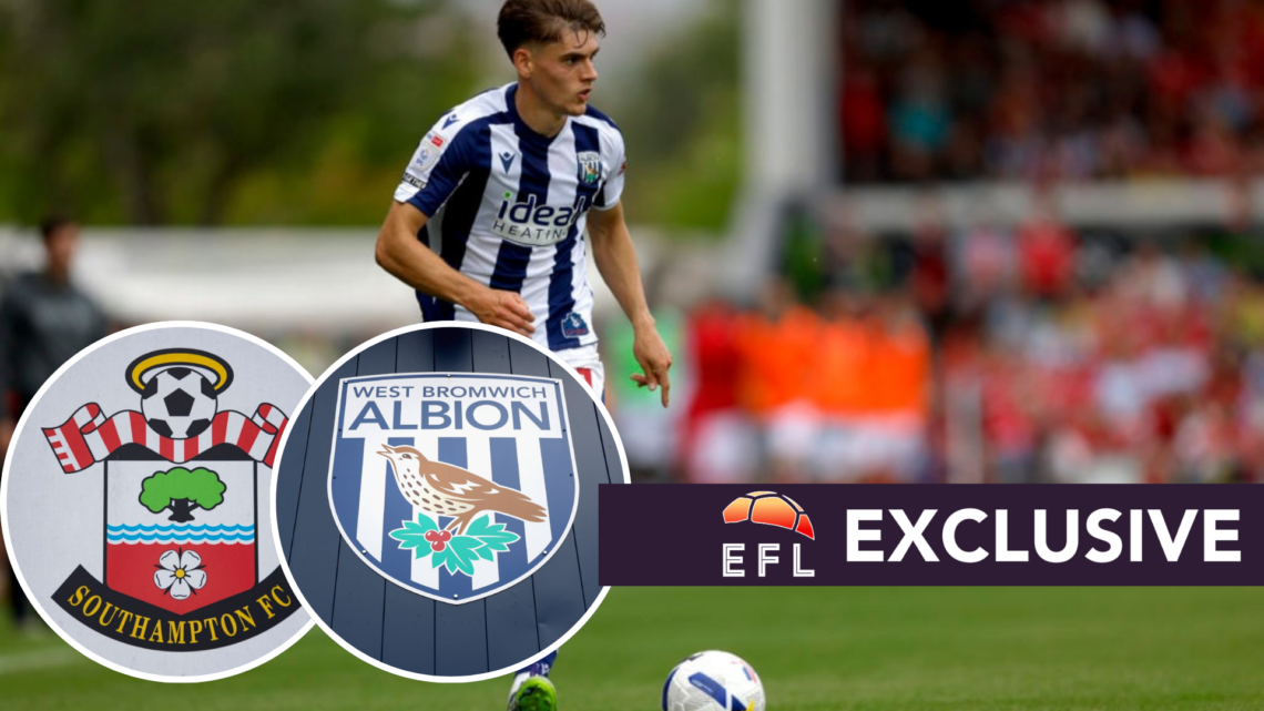 Tom Fellows of West Bromwich Albion during the Sky Bet Championship match between Wrexham AFC and West Bromwich Albion. Inset, The West Bromwich Al...