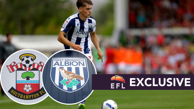 Tom Fellows of West Bromwich Albion during the Sky Bet Championship match between Wrexham AFC and West Bromwich Albion. Inset, The West Bromwich Al...
