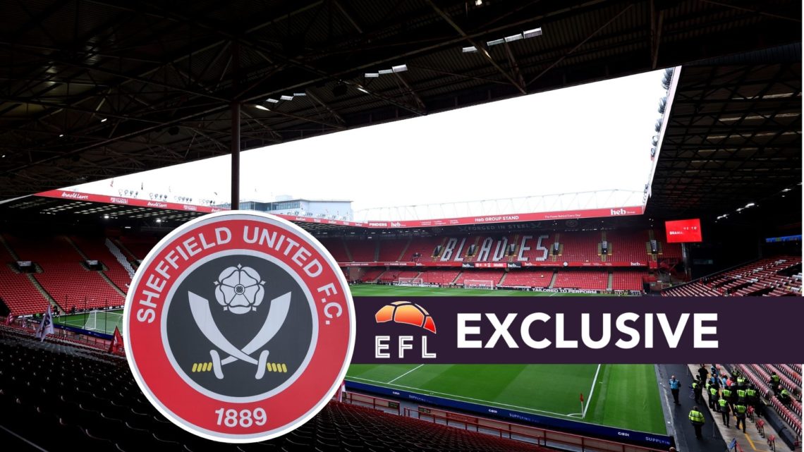 General view inside the stadium prior to the Sky Bet Championship match between Sheffield United and Charlton Athletic at Bramall Lane. Inset, Shef...