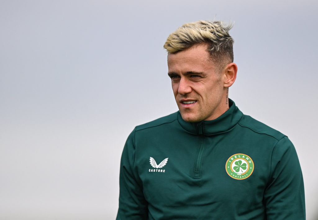 Sam Szmodics looks on during a Republic of Ireland training session