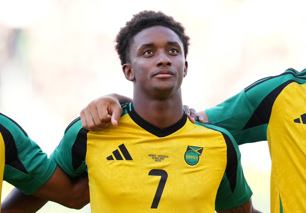 Demarai Gray of Jamaica looks on prior the CONMEBOL Copa America 2024 Group B match between Jamaica and Venezuela