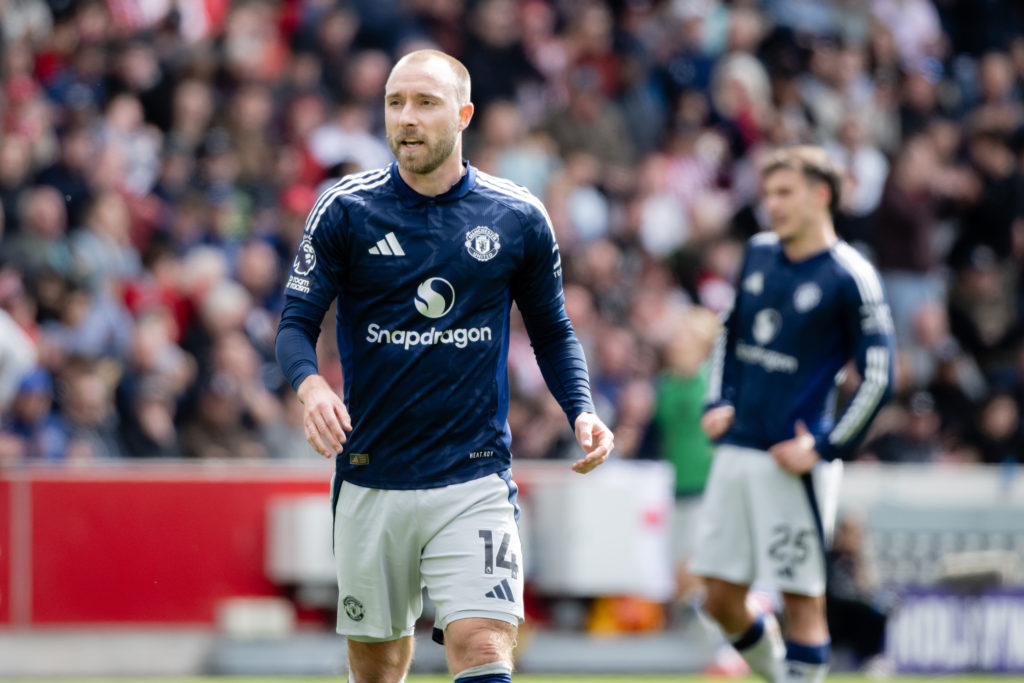 Christian Eriksen of Manchester United in action during the Premier League match between Brentford FC and Manchester United FC