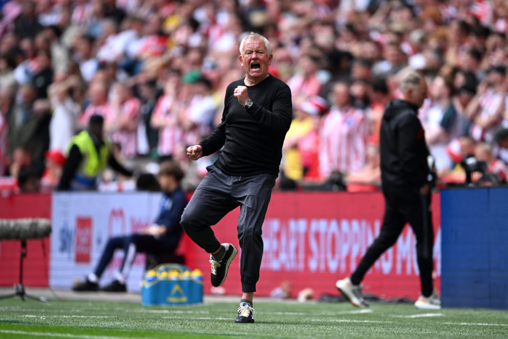 Chris Wilder, Manager of Sheffield United, celebrates