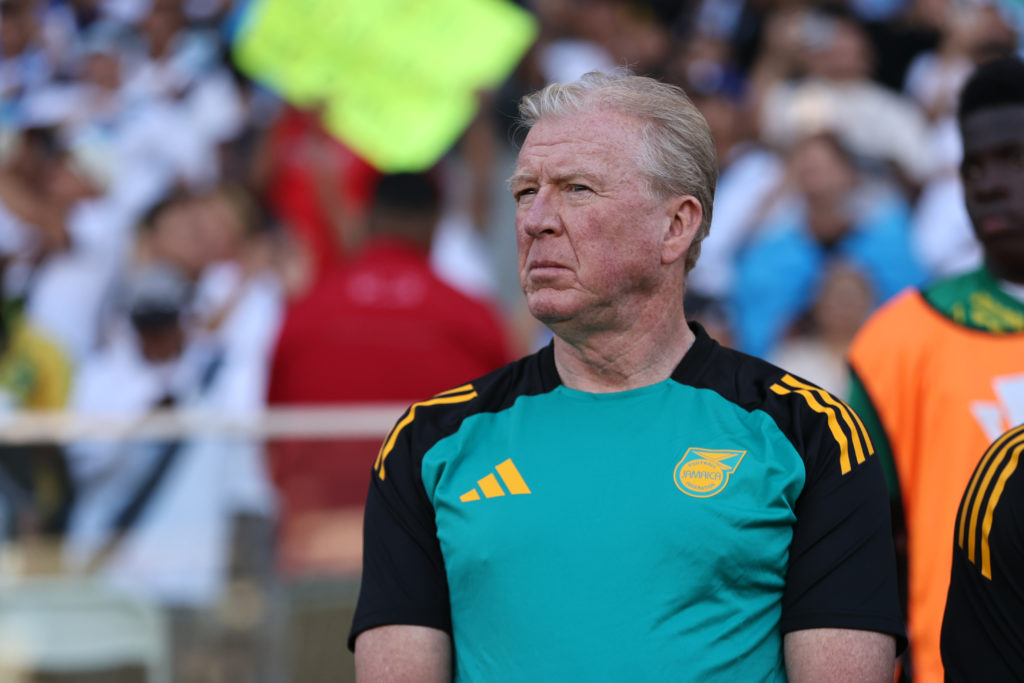 Steve McClaren looks on while managing Jamaica against Guatemala in the 2025 Gold Cup