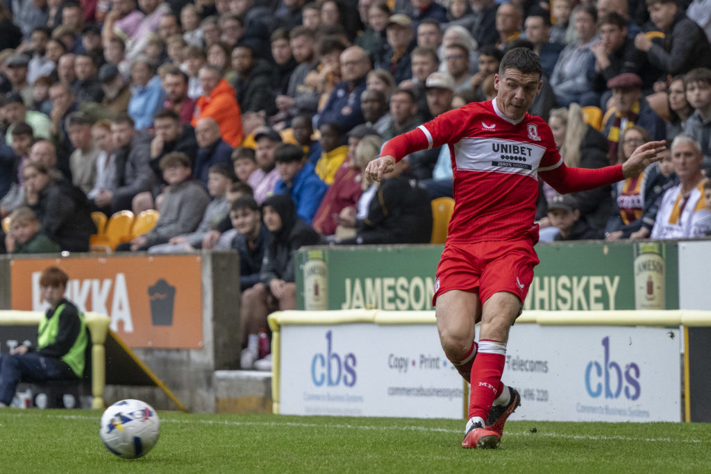 Darragh Lenihan playing for Middlesbrough against Bradford City