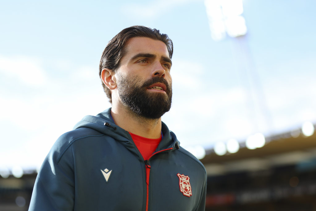 Elliot Lee of Wrexham FC before a game against Wellington Phoenix