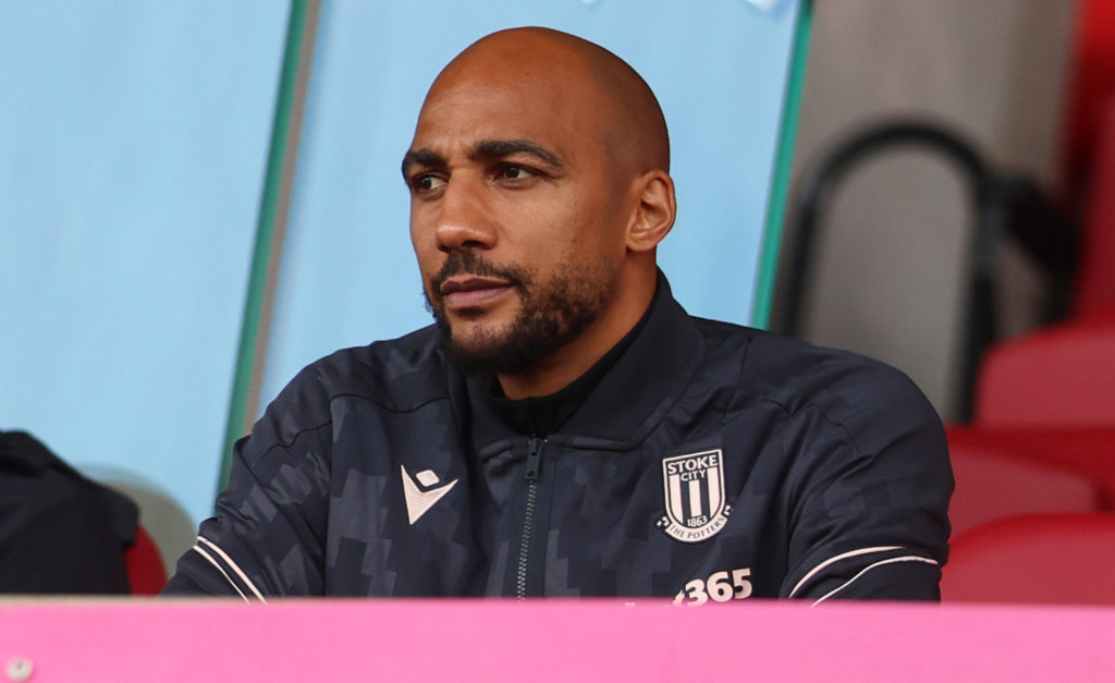 Steven Nzonzi watches on from the stands at the Bet365 Stadium as Stoke City face Burnley in pre-season
