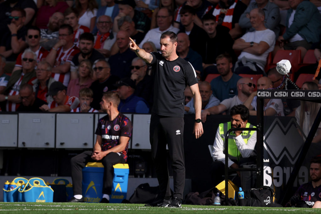 Ruben Selles, Manager of Sheffield United, gestures