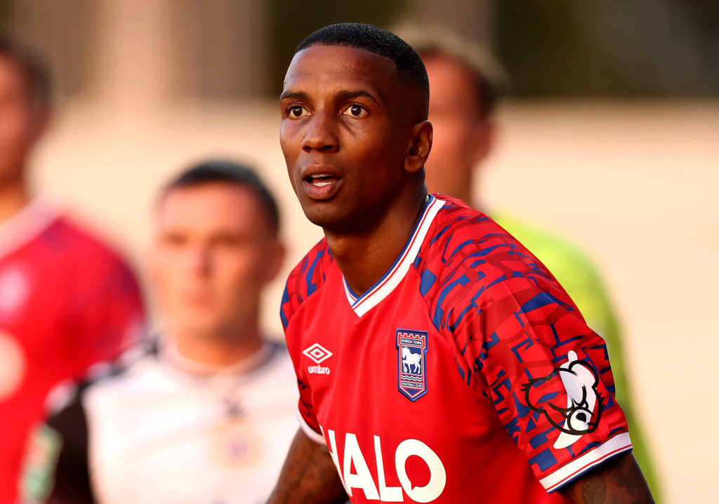 Ashley Young looks on while playing for Ipswich Town against Bromley in the Carabao Cup