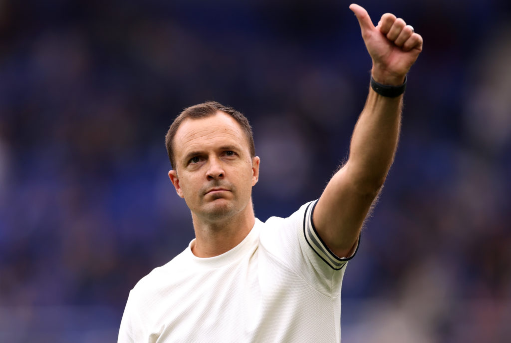 Chris Davies, Manager of Birmingham City, applauds fans