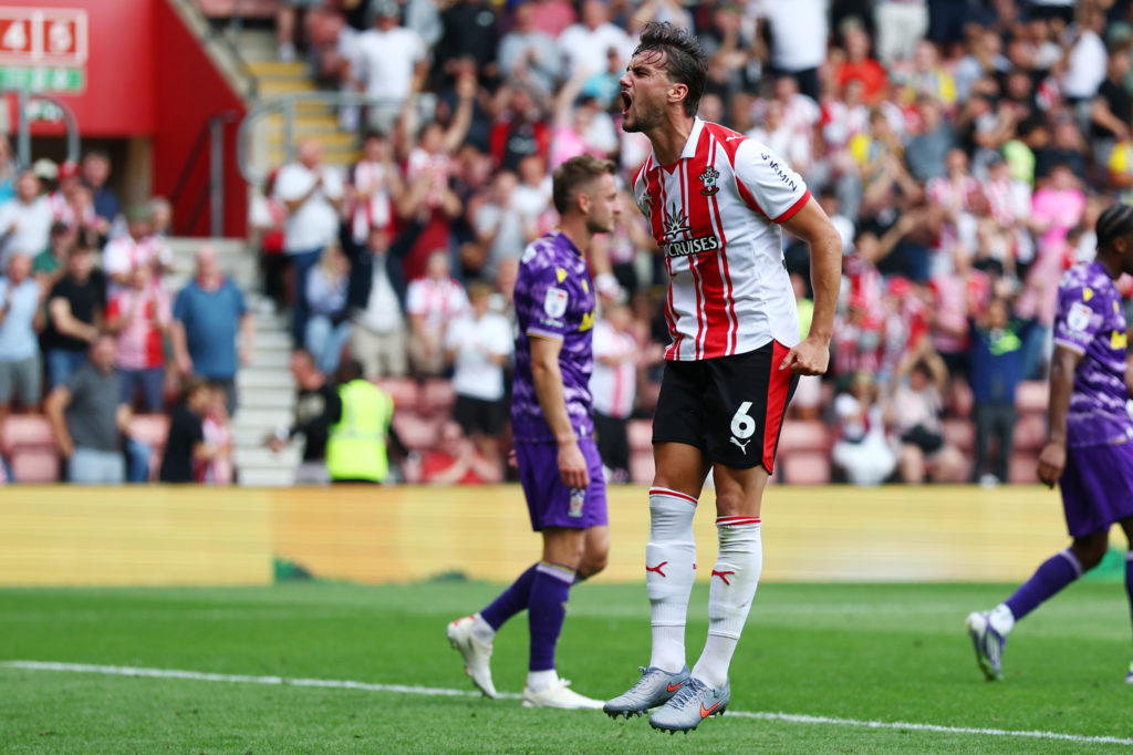 Taylor Harwood-Bellis for Southampton against Stoke City