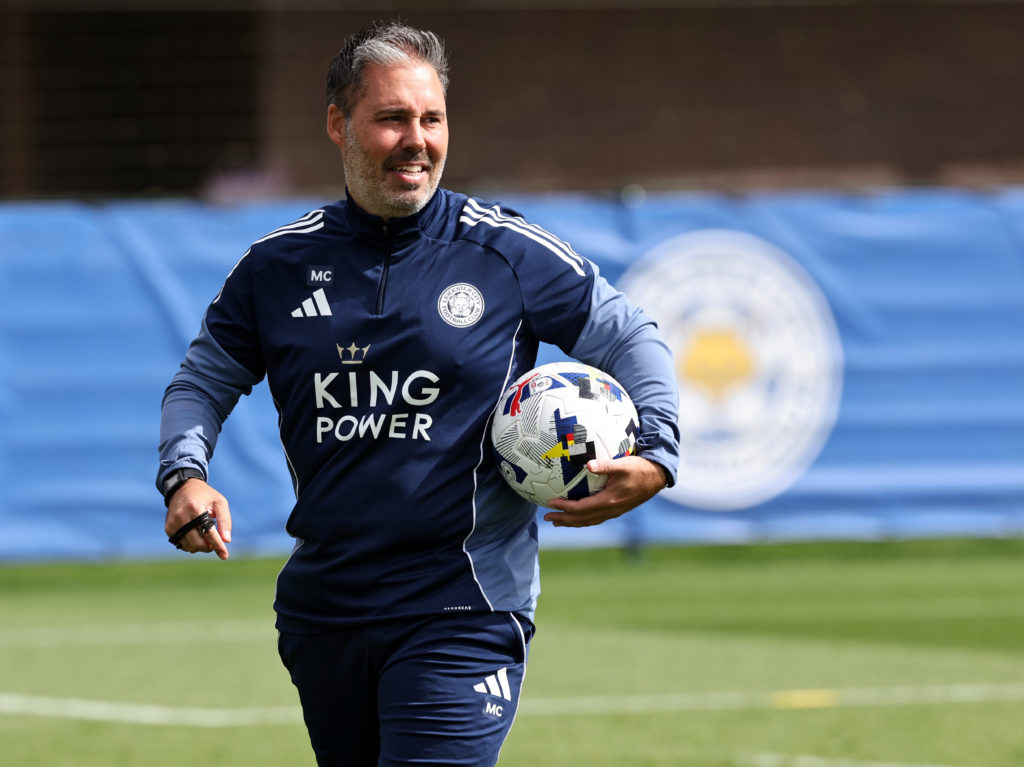 Marti Cifuentes leads Leicester City out during a training session