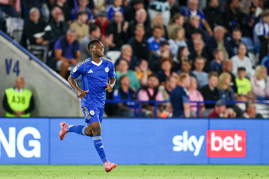 Patson Daka joins the pitch as a substitute during Leicester City vs Birmingham City