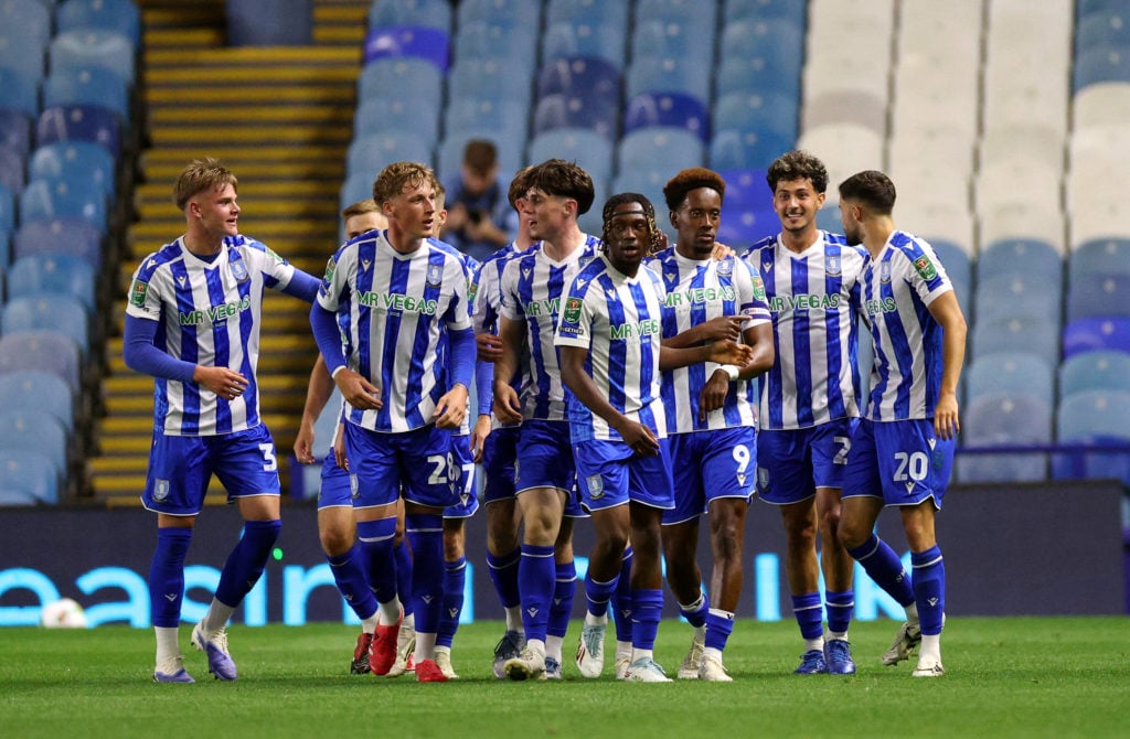 Sheffield Wednesday celebrate scoring their team's first goal