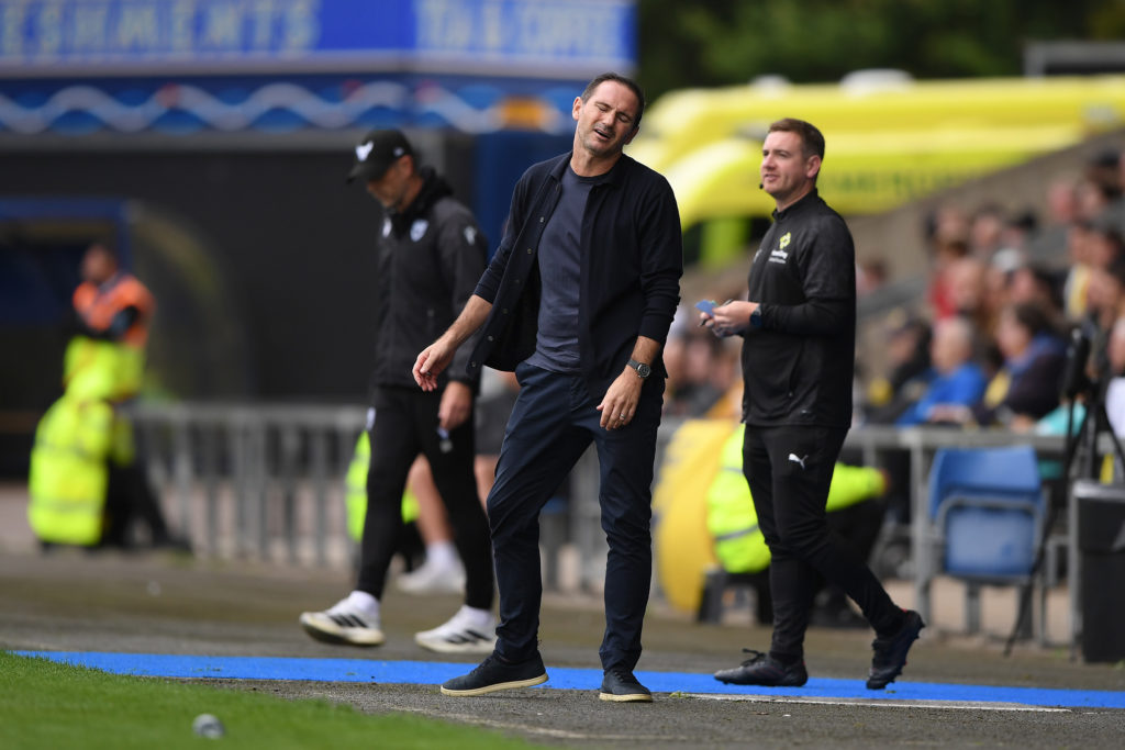 Frank Lampard looks frustrated during Oxford United vs Coventry City